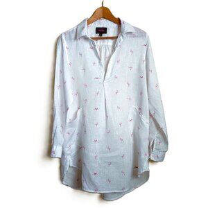 For Cynthia Beachwear 100% Linen Flamingo Tunic Cover-Up – Size M